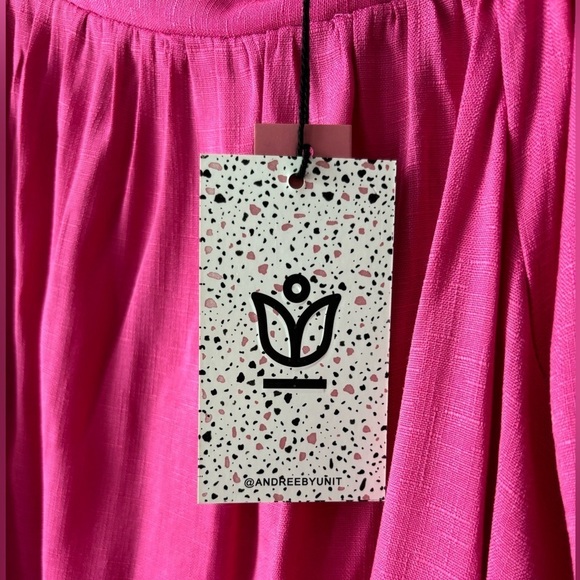 NEW Andree By Unit Sz L Boho Cottagecore Prairie Peasant Pink Cotton Blouse - Picture 9 of 13